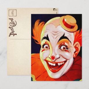 Vintage Carnival Clown Postcard Vykort
