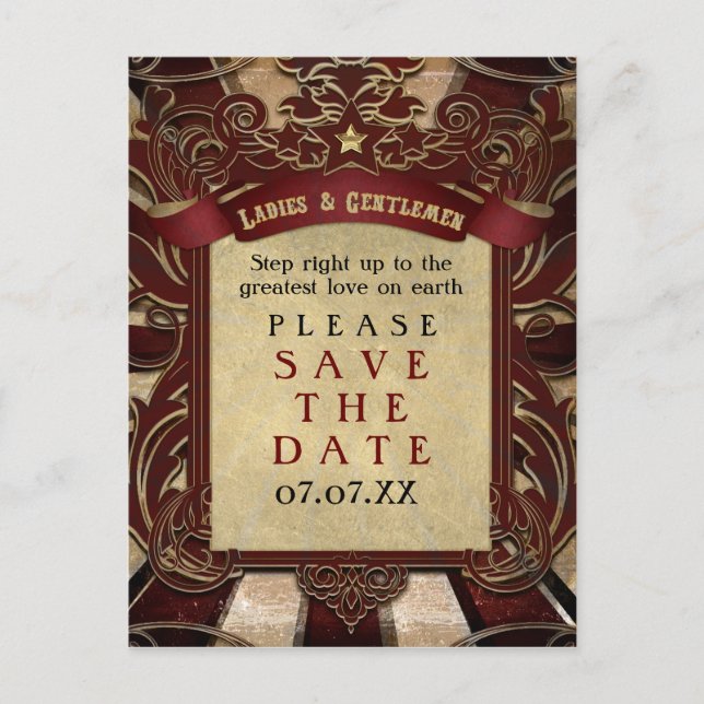 Vintage Carnival Elegant Postkort Spara datum Meddelande Vykort (Framsida)