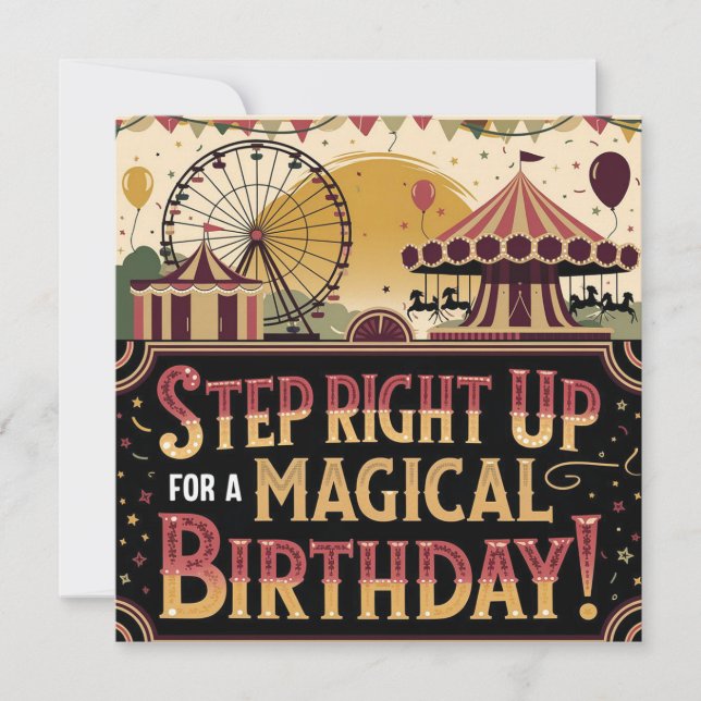 Vintage Carnival Extravaganza Birthday Design Kort (Framsida)