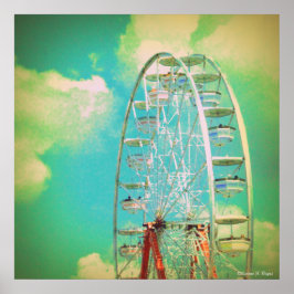 Vintage Carnival Ferris Wheel Photograph - Poster