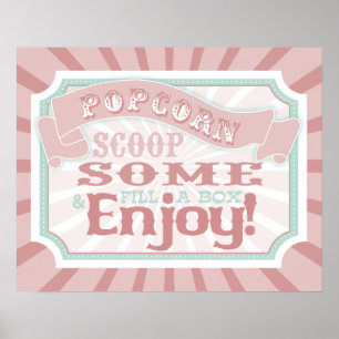 Vintage Carnival Popcorn-tecken Poster