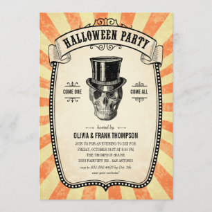 Vintage Carnival Show Halloween-inbjudningar Inbjudningar