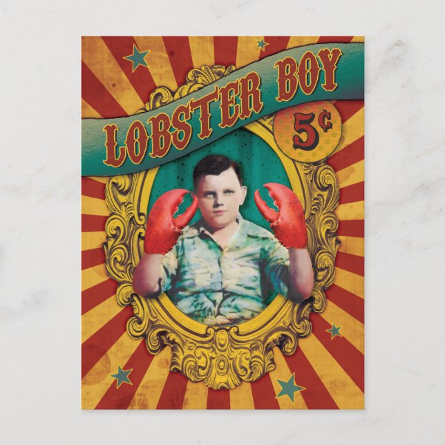 Vintage Carnival Side Show Lobster Boy Vykort (Framsida)