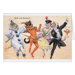 Vintage - Carnivale katter, Hälsningskort