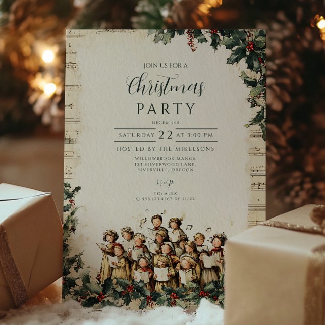Vintage Carolers God jul Inbjudningar (Skapare uppladdad)