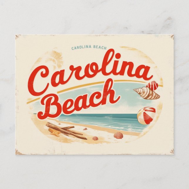 Vintage Carolina Beach Vykort (Framsida)