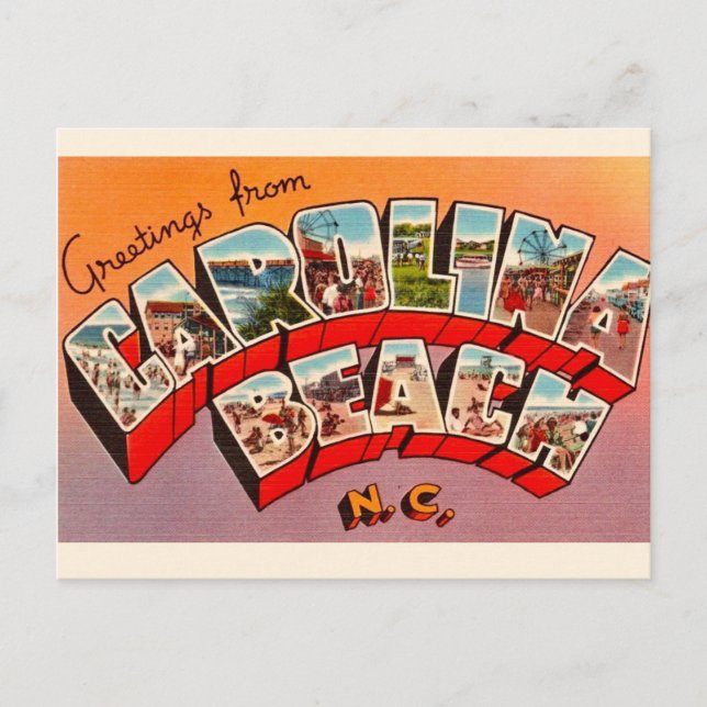 Vintage Carolina Beach vykort (Framsida)