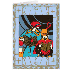 Vintage Caroling Duo Hälsningskort