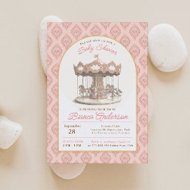 Vintage Carousel Baby Shower Inbjudan