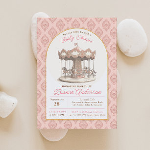 Vintage Carousel Baby Shower Inbjudan