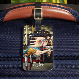 Vintage Carousel Horse Custom Name Snyggt Fold Bagagebricka