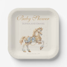 Vintage Carousel Horse Watercolor Baby Shower