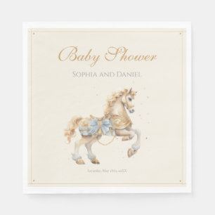 Vintage Carousel Horse Watercolor Baby Shower Pappersservett
