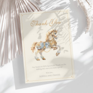 Vintage Carousel Horse Watercolor Baby Shower Tack Kort