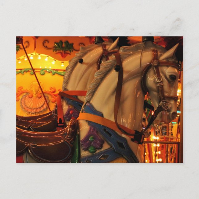 Vintage Carousel Horses Vykort (Framsida)