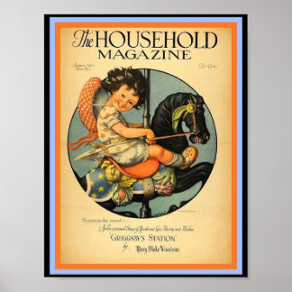 Vintage Carousel Merry-Go Round Black Hobby Horse Poster