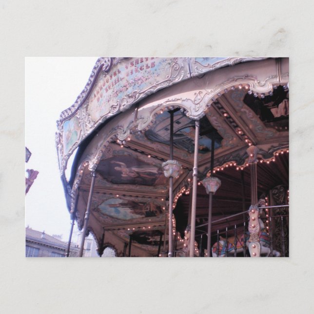 Vintage Carousel Postacrd Vykort (Framsida)