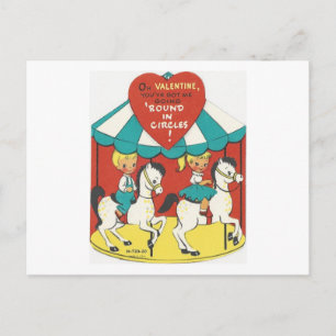 Vintage Carousel Valentine Helg Vykort