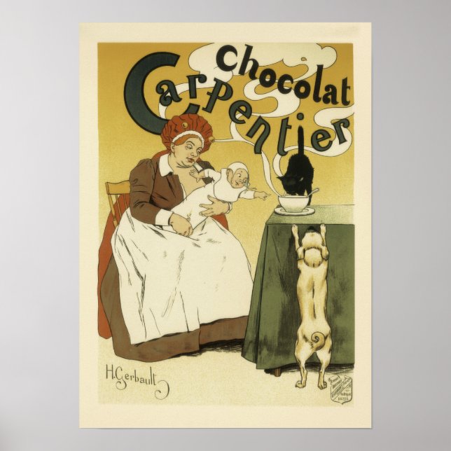 Vintage Carpentier Chocolat Annons Poster (Framsidan)