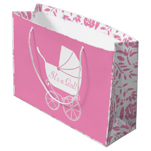 Vintage Carriage Baby Shower Cute Rosa Girl