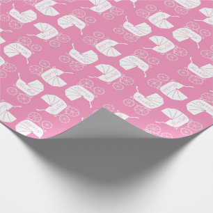 Vintage Carriage Baby Shower Cute Rosa Girl Girl Presentpapper