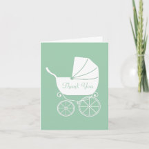 Vintage Carriage Baby Shower Grönt Gender Neutral