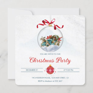 Vintage Carriage in jul Ornamet, Red Bow Inbjudningar