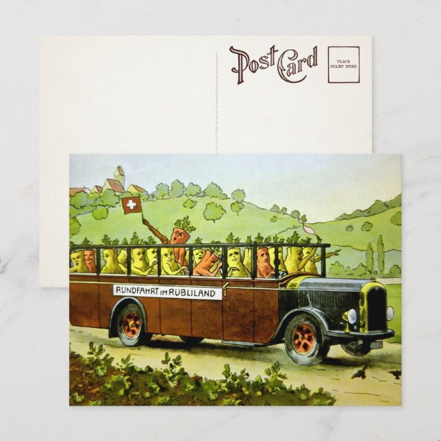 Vintage Carrot Buss vycard  Vykort (Fram/baksida)