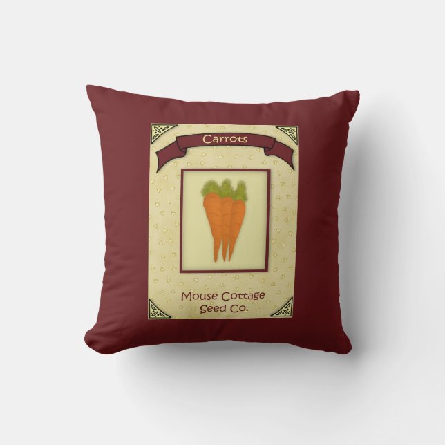 Vintage Carrot Seeds Pillow Kudde (Framsida)