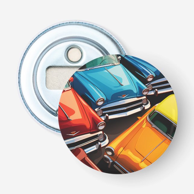Vintage Cars Pattern Flasköppnare (Framsidan)