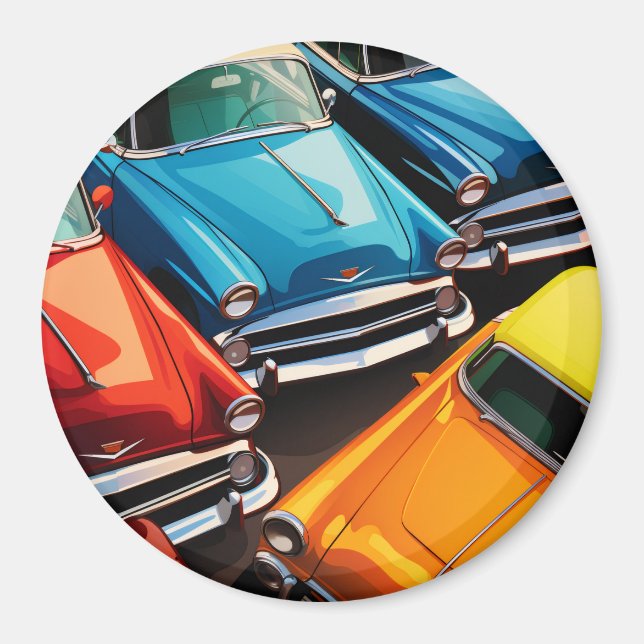 Vintage Cars Pattern Magnet (Framsidan)