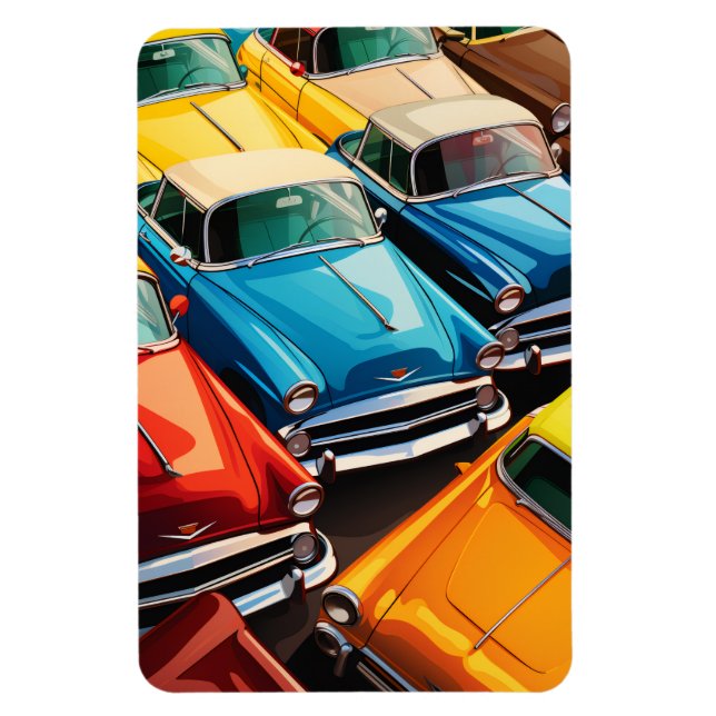 Vintage Cars Pattern Magnet (Vertikal)
