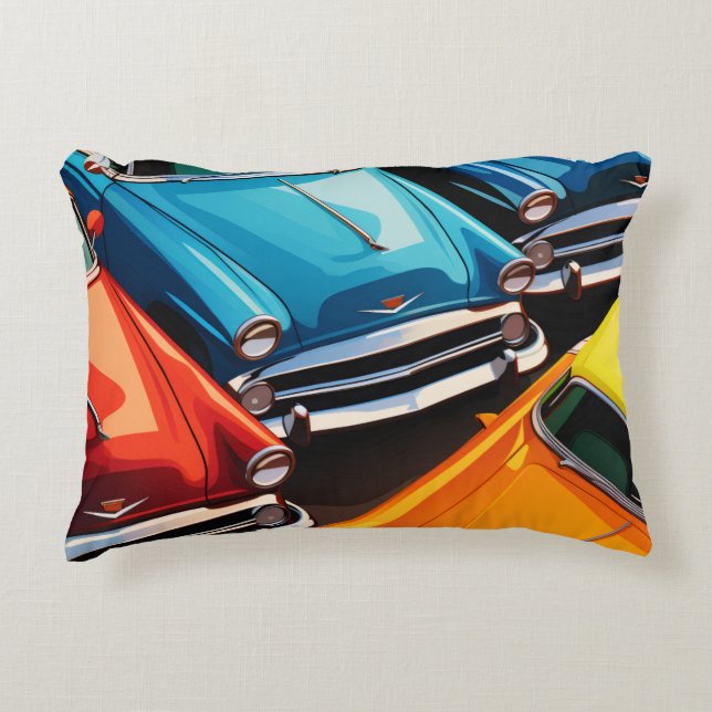 Vintage Cars Pattern Prydnadskudde (Framsidan)