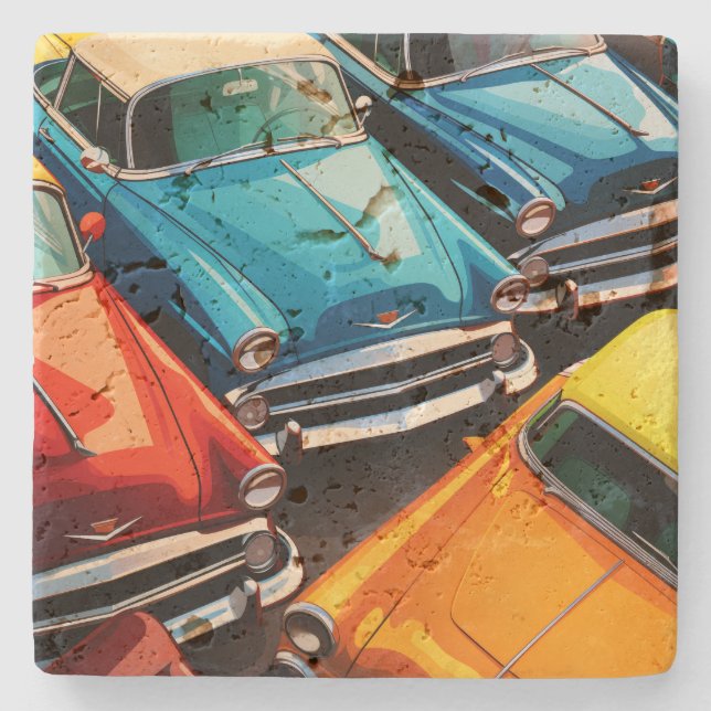 Vintage Cars Pattern Stenunderlägg (Framsidan)