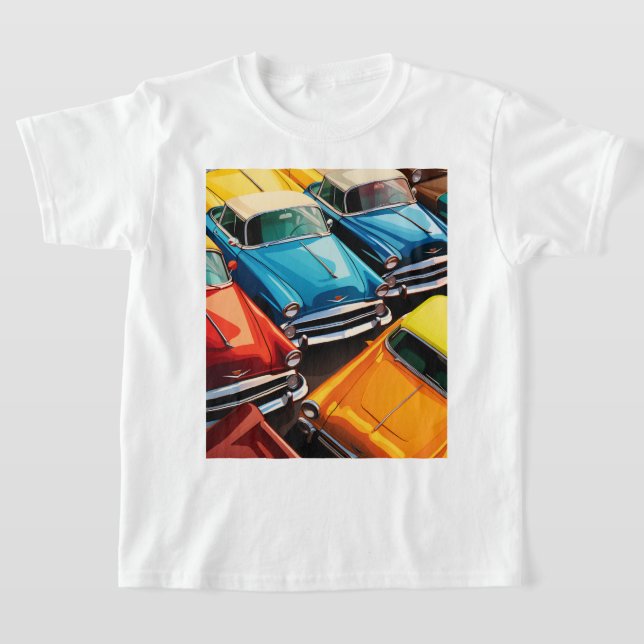 Vintage Cars Pattern T Shirt (Laydown)