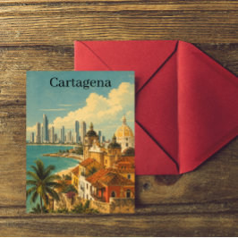 Vintage Cartagena Colombia Karibien Resa Vykort