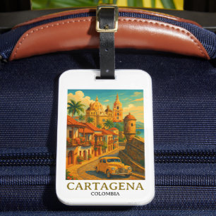 Vintage Cartagena Colombia Retro Art Bagagebricka