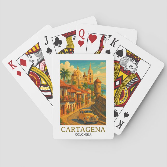 Vintage Cartagena Colombia Retro Art Casinokort (Baksidan)