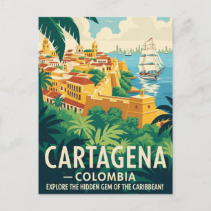 Vintage Cartagena Colombia Travel Vykort