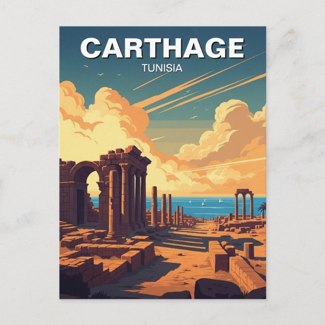Vintage Carthage Tunisien Travel Vykort (Framsida)