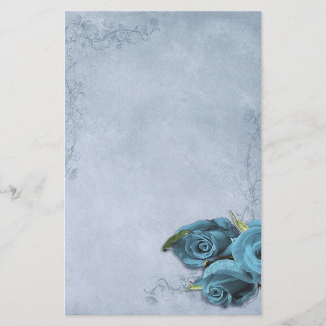 Vintage Cascade Blue Bröllop Brevpapper (Framsida)