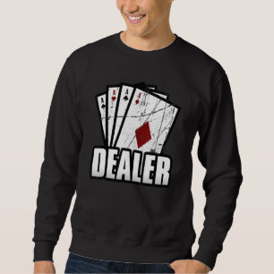 Vintage Casino Dealer Croupier Poker Dealer Lång Ärmad Tröja