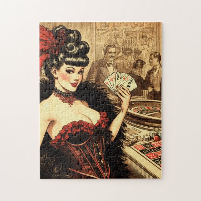 Vintage Casino Girl Pussel (Vertikal)