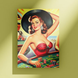 Vintage Casino Girls Vykort