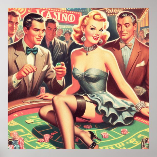 Vintage Casino Illustration Poster (Framsidan)
