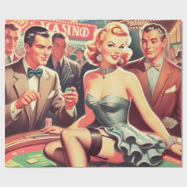 Vintage Casino Illustration Presentpapper (Platt)