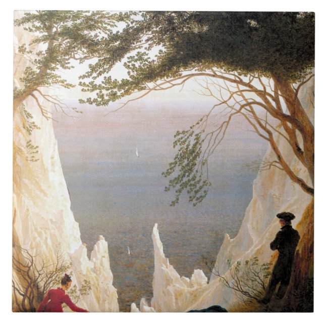 Vintage Caspar Friedrich Chalk Cliffs i Ruegen Kakelplatta (Framsidan)