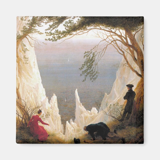 Vintage Caspar Friedrich Chalk Cliffs i Ruegen Magnet (Framsidan)