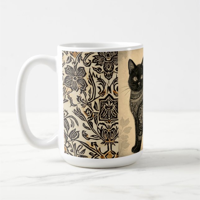 Vintage Cat, Antique Cat,and Motif Pattern Kaffemugg (Vänster)