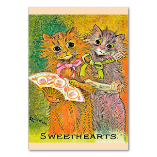Vintage Cat Art Bild |Konstruktion av akut katt Bordsnummer